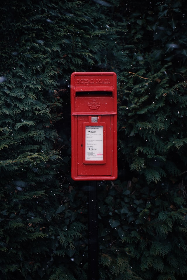 british bright red mailbox